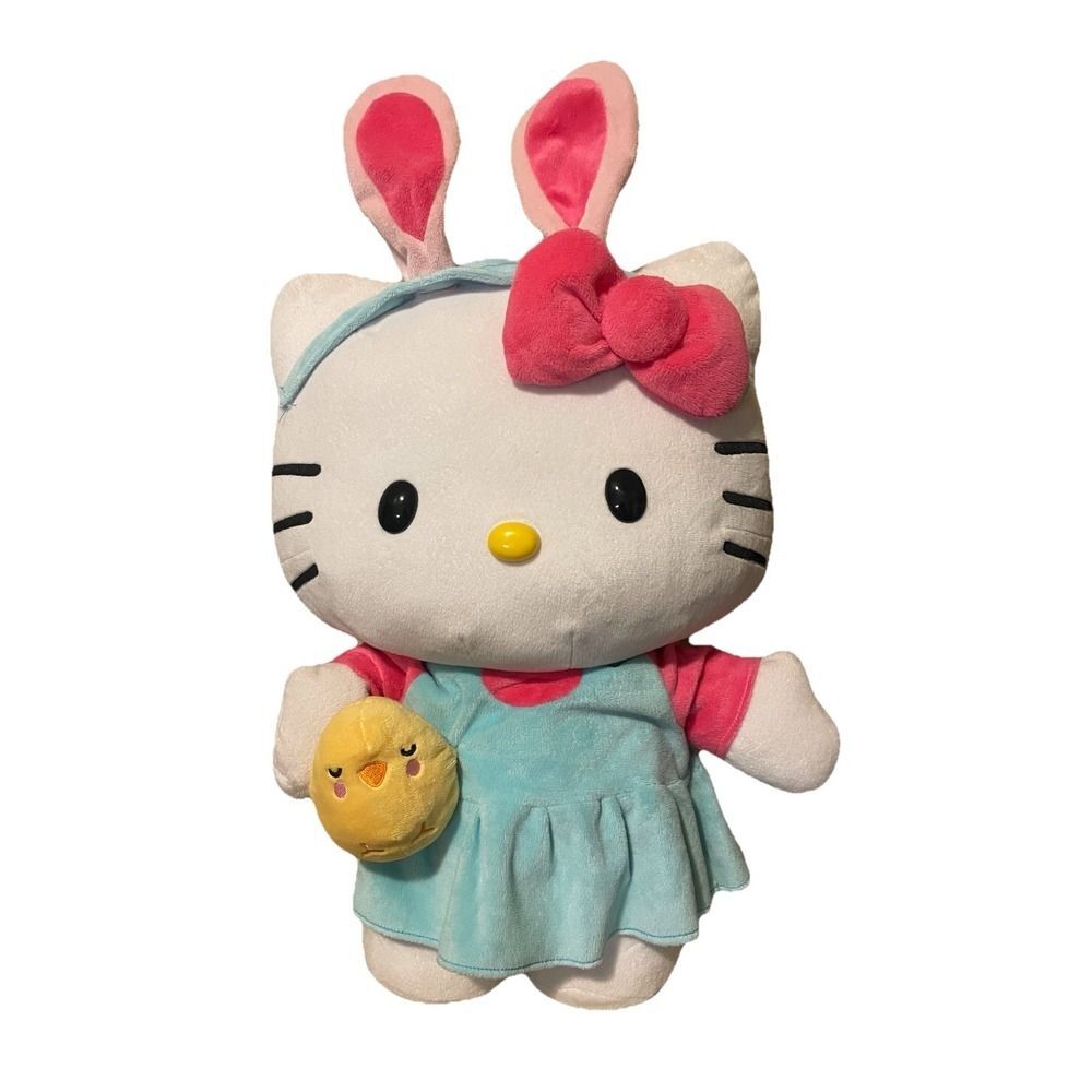 RARE 2016 Hello Kitty 19” Jumbo Plush Greeter – Blue Bunny Easter Edition HTF
